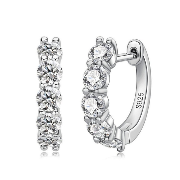 Certified 3ct.Moissanite Small Diamond Huggie Hoop  18 White Gold Plated - Picture 6 of 12